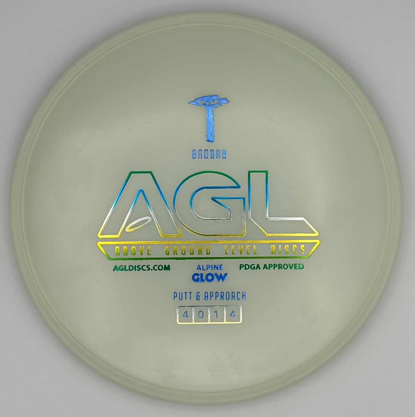 AGL Discs - Powder Blue Alpine GLOW Baobab (AGL Bar Stamp)