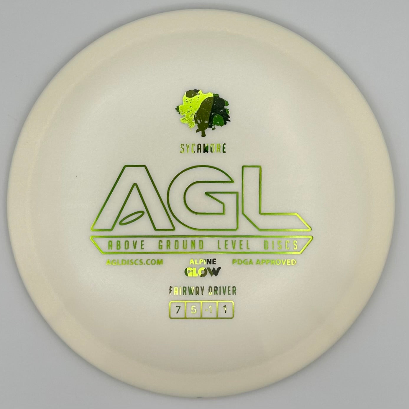 AGL Discs - Snowy GLOW Alpine Sycamore (AGL Bar Stamp)