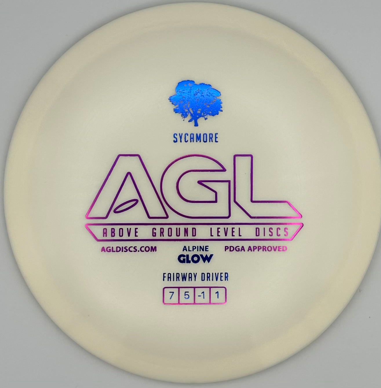 AGL Discs - Snowy GLOW Alpine Sycamore (AGL Bar Stamp)