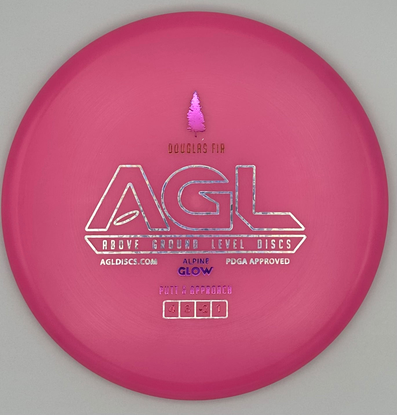 AGL Discs - Rosy Pink Alpine GLOW Douglas Fir (AGL Bar Stamp)