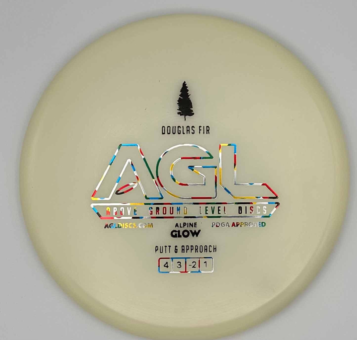 AGL Discs - Pearlescent Alpine GLOW Douglas Fir (AGL Bar Stamp)