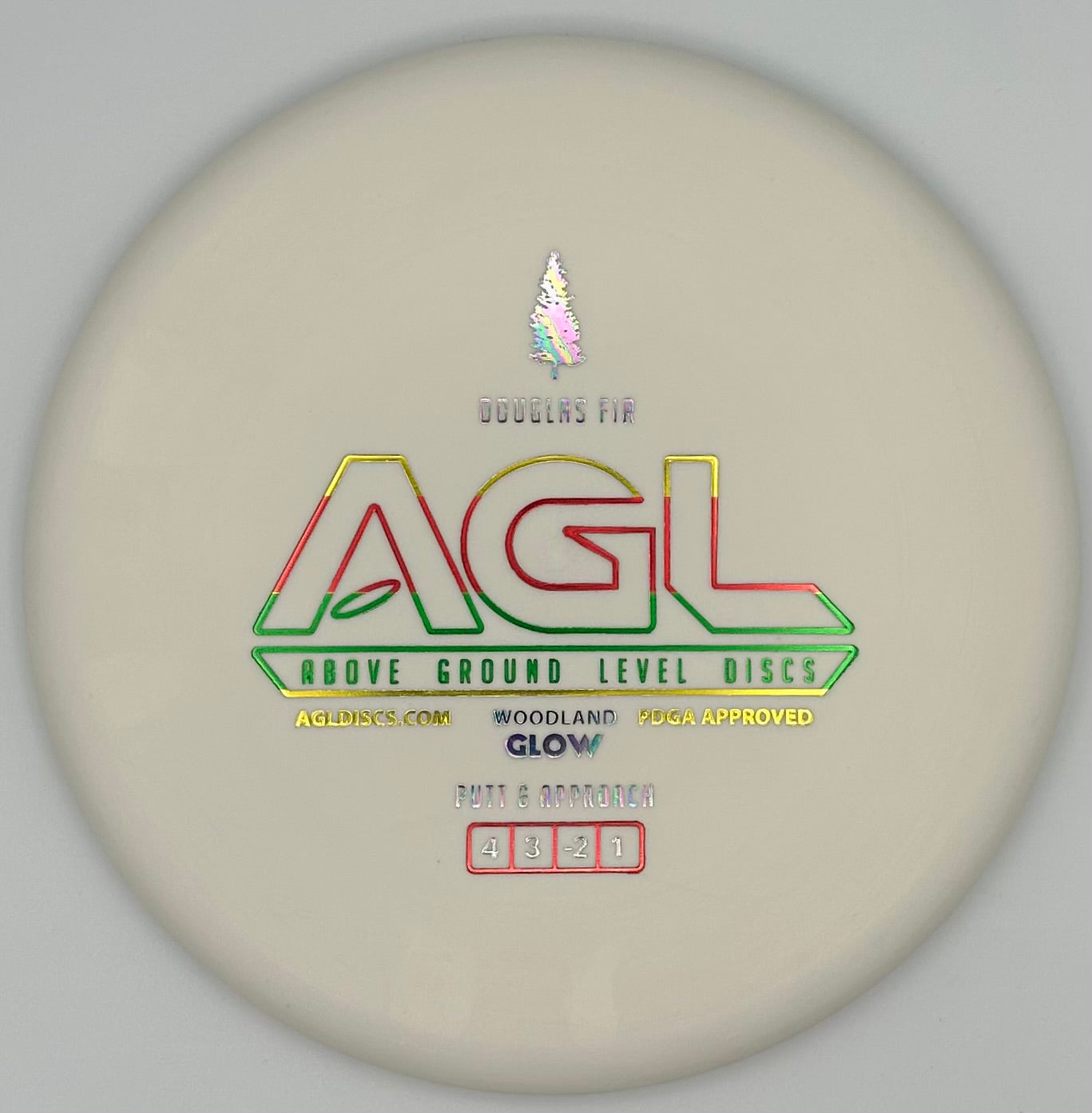 AGL Discs - White Woodland GLOW Douglas Fir (AGL Bar Stamp)