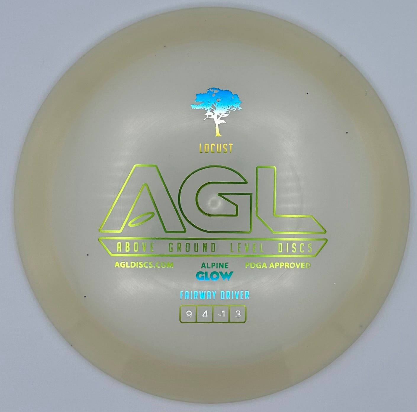 AGL Discs - Marshmallow GLOW Alpine Locust (AGL Bar Stamp)