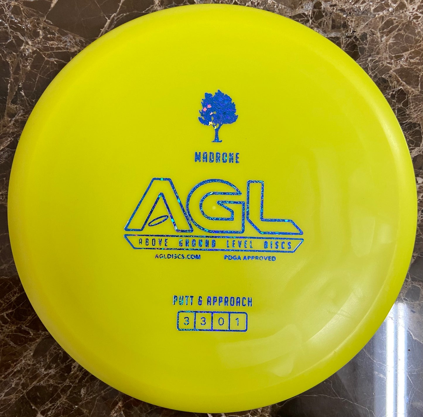 AGL Discs - Canary Yellow Medium-Firm Woodland Madrone (AGL Bar Stamp)